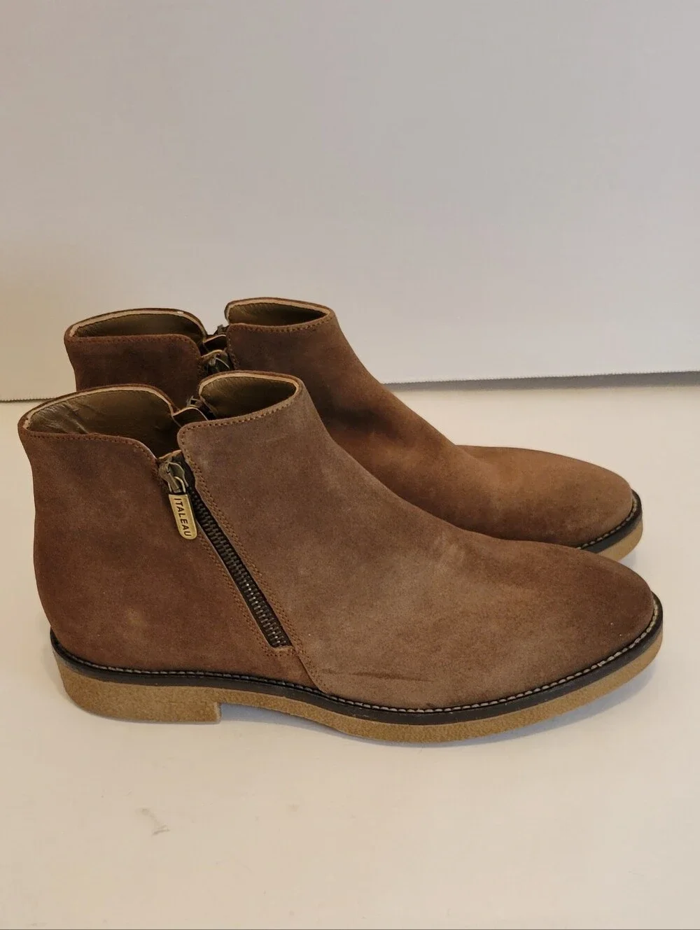 ITALEAU Foliana Waterproof Suede Ankle Boots Velour Nut EU 40.5 US 10 NIB Italy